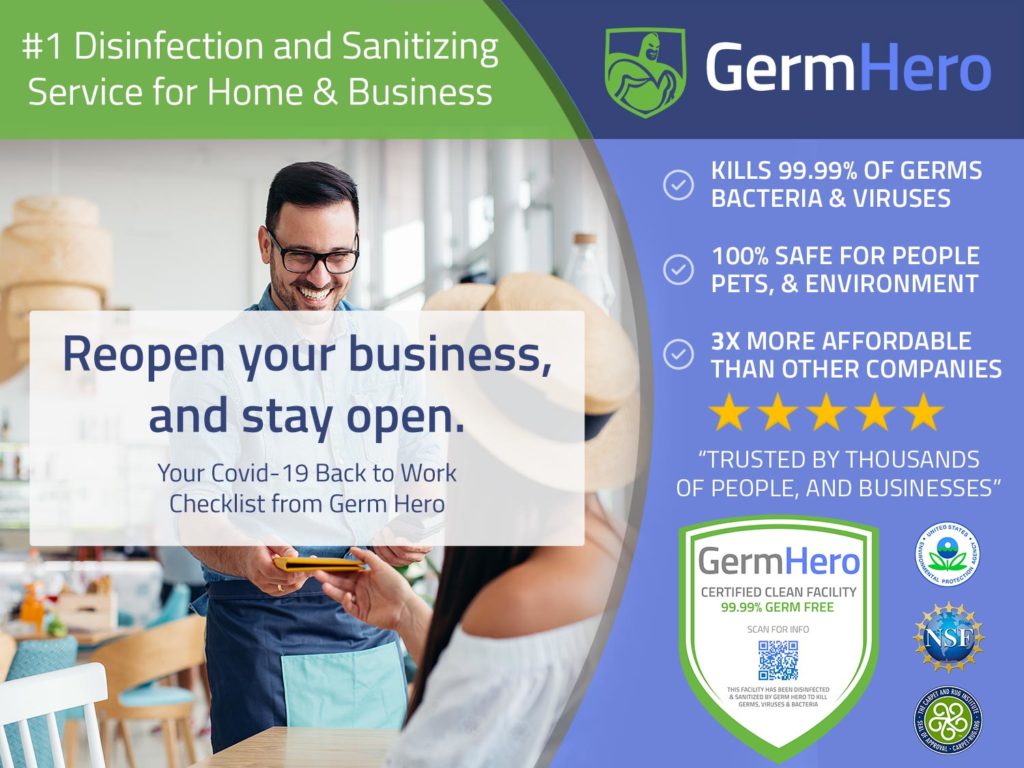 Promotional Image of Germ Hero Disinfection and Sanitizing in open business